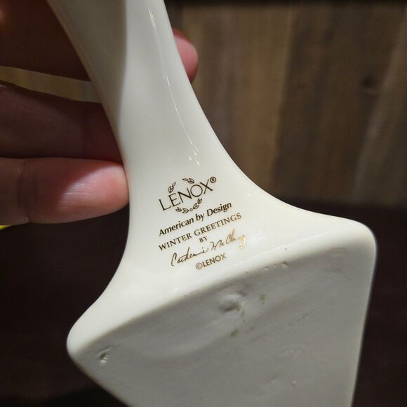 Lenox Cake Pie Server Winter Greetings Hand Painted Red Holy 24K Gold Trim - Picture 3 of 5